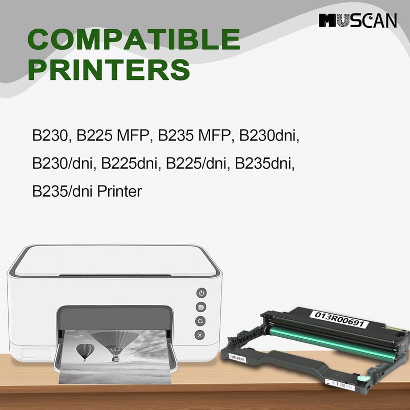 MUSCAN B230 B225 B235 Imaging Unit Black Compatible 013R00691 Drum Unit Kit Replacement for Xerox B230 B225 B235 B225dni B230dni B235dni Printer 12,000 Pages (No Toner) 1Pack - Image 2